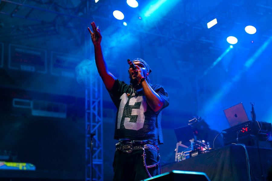 Concert photography - wide stage shot with blue lighting