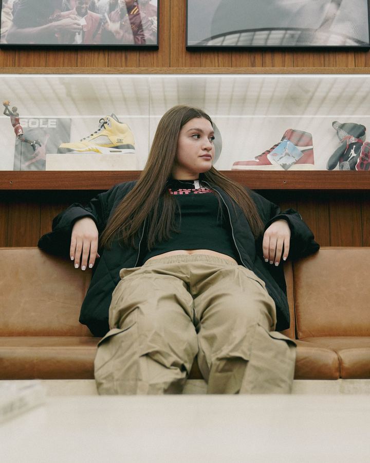 Editorial portrait - athlete seated at Jordan Brand event